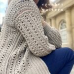 side view of puff stitch crochet cardigan pattern