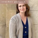 puff stitch crochet cardigan with deep rib collar