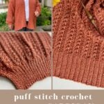 puff stitch crochet cardigan pattern in spice colour
