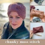 four images of chunky crochet headband pattern