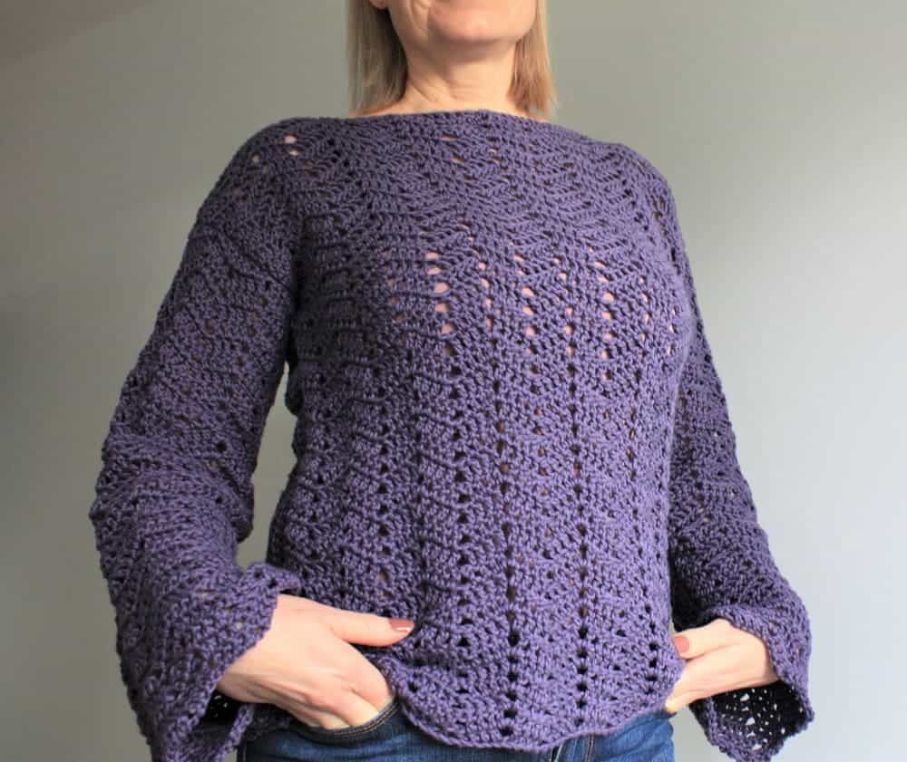 Purple-blue spring sweater.