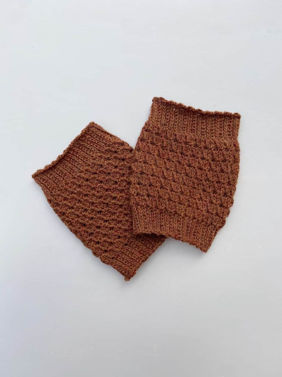 orange rust coloured short crochet boot cuffs