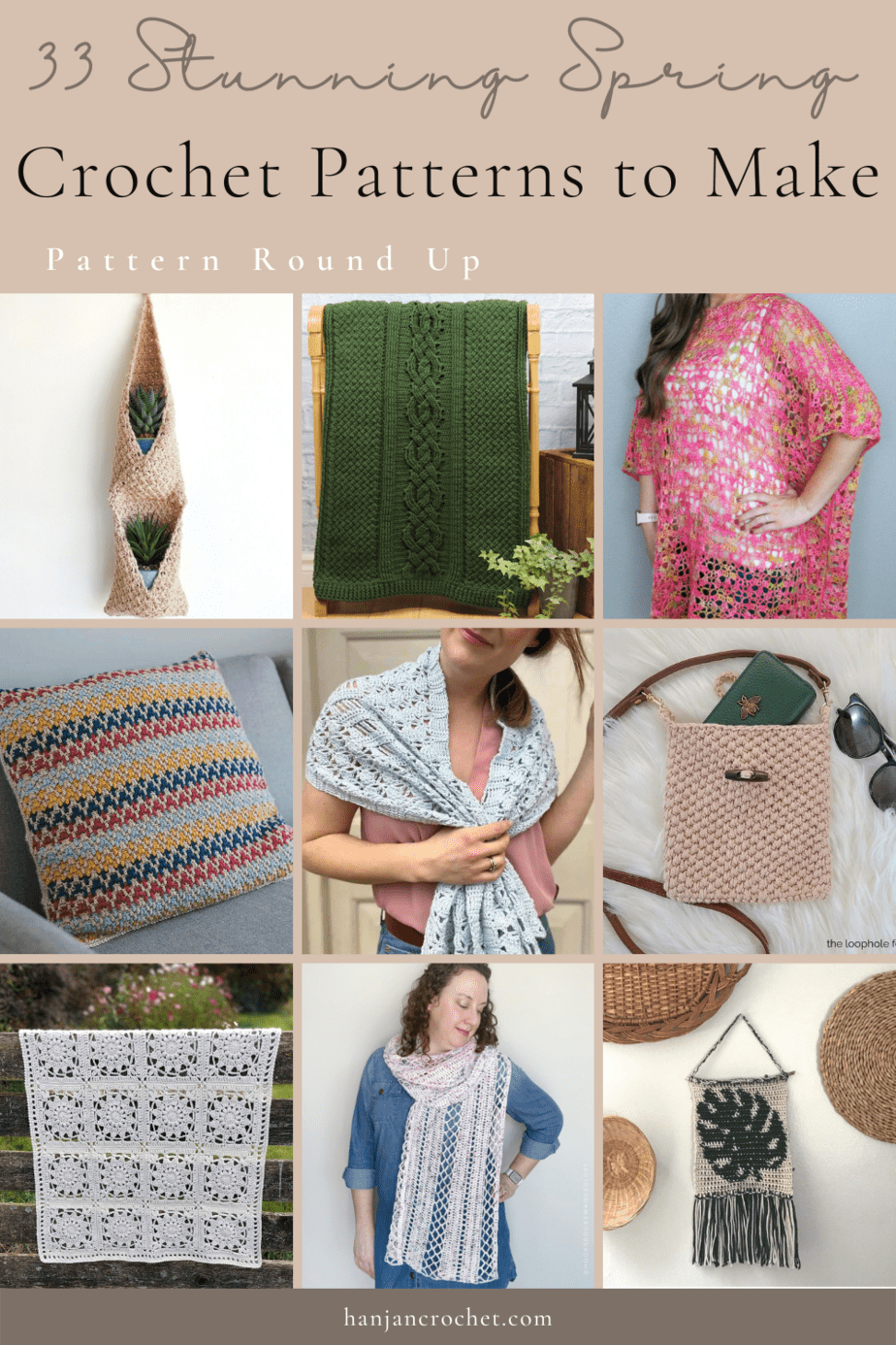 Collage of spring crochet patterns.