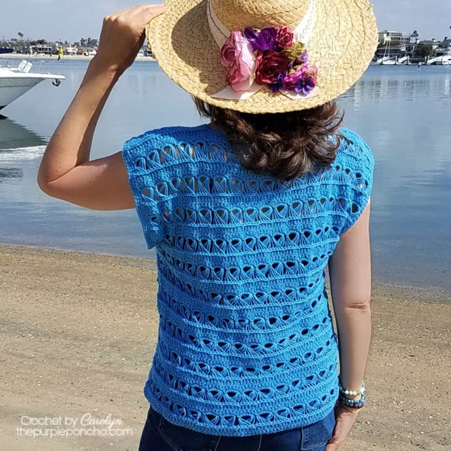 crochet broomstick lace top pattern in blue