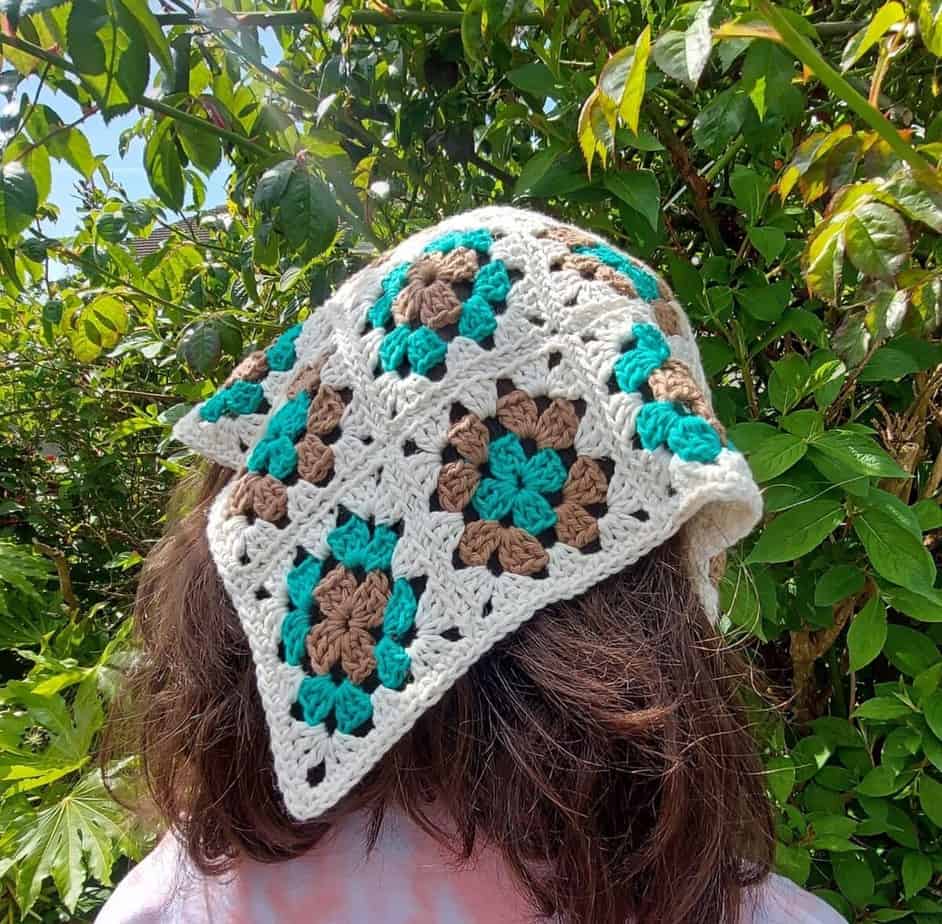 granny square headscarf crochet pattern