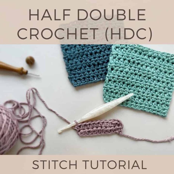 images showing how top crochet a half double crochet stitch