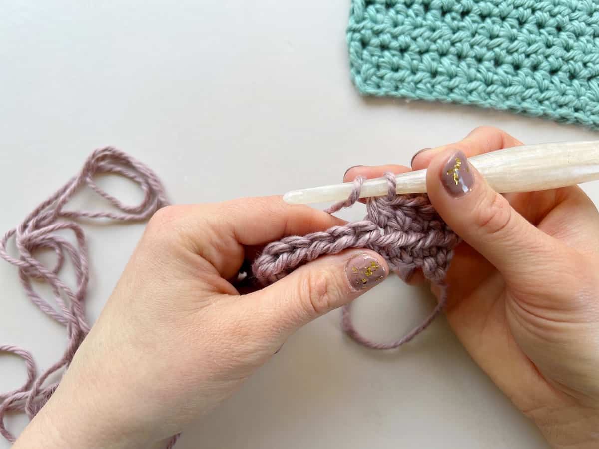 half double crochet step 1 yarn over