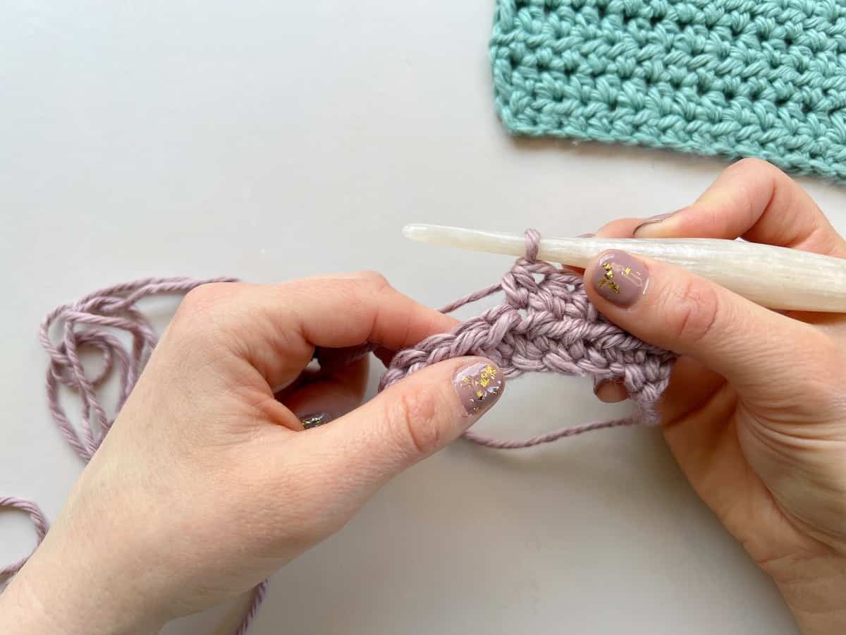 image showing completed half double crochet stitch