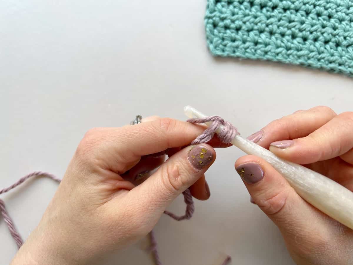 image showing yarn over crochet hook