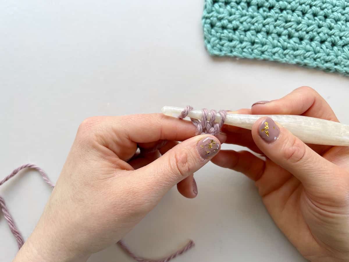 yarn over a crochet hook