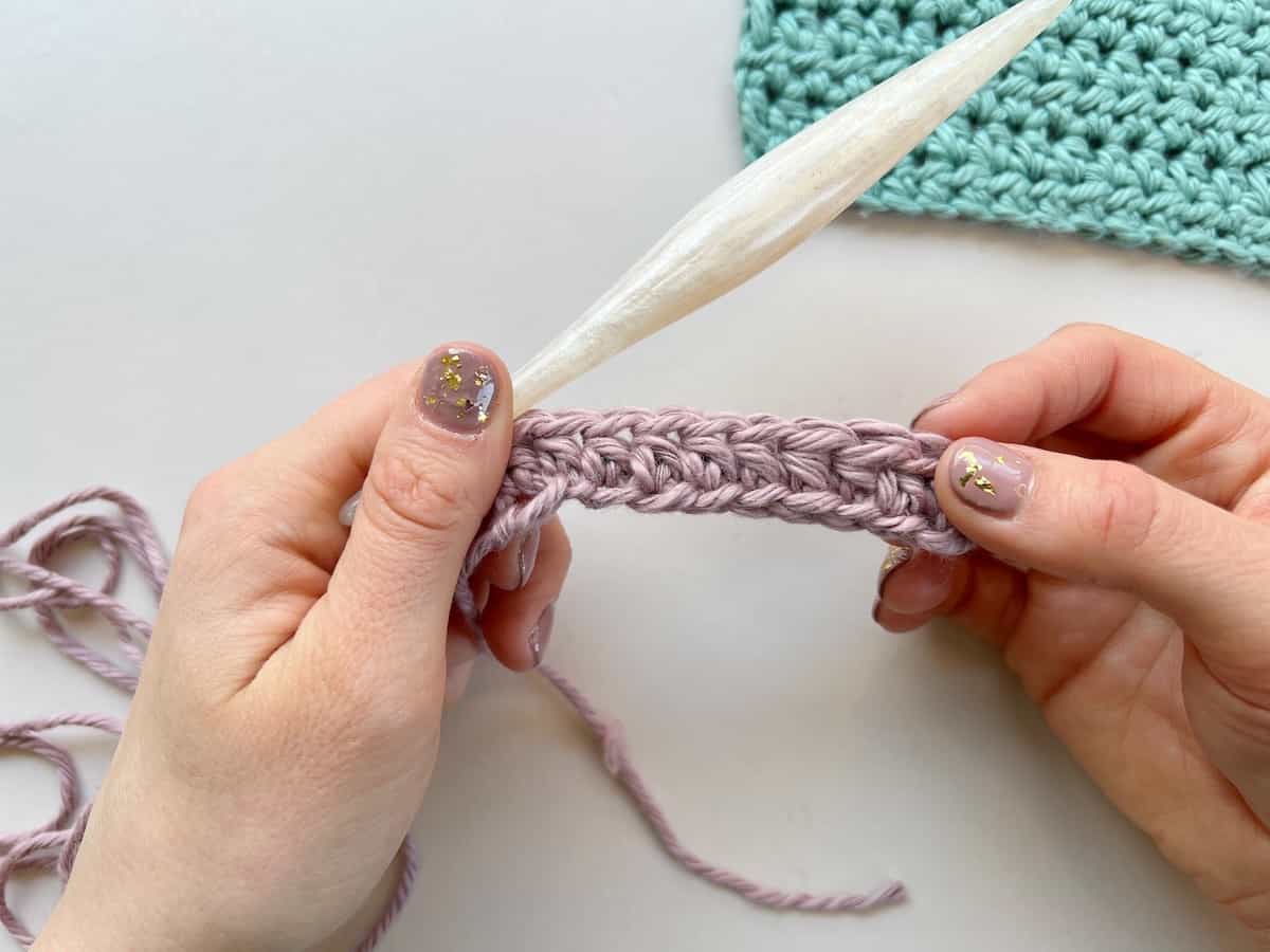 image showing a row of half double crochet stitches