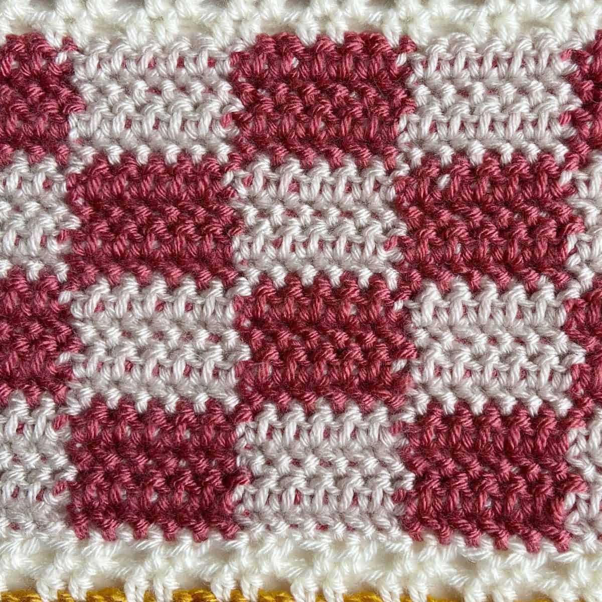 Gingham Crochet Stitch – Herringbone HDC