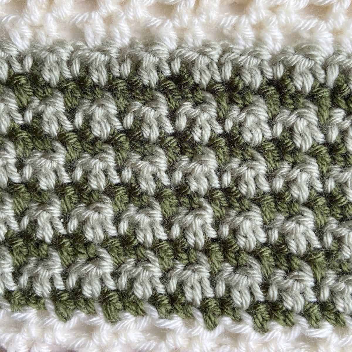 Crochet lemon peel stitch sample.