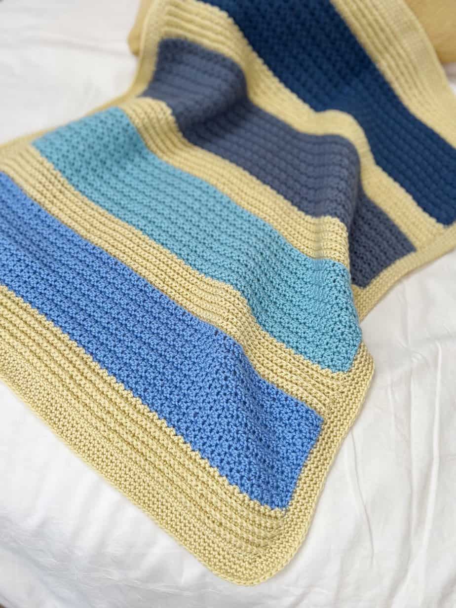 Blue crochet afghan for babies.
