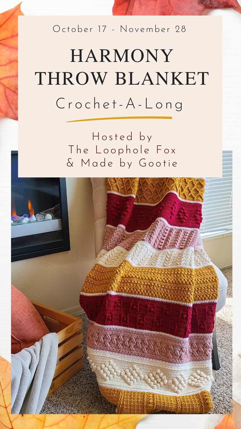 Image showing details of textured crochet blanket crochet along.