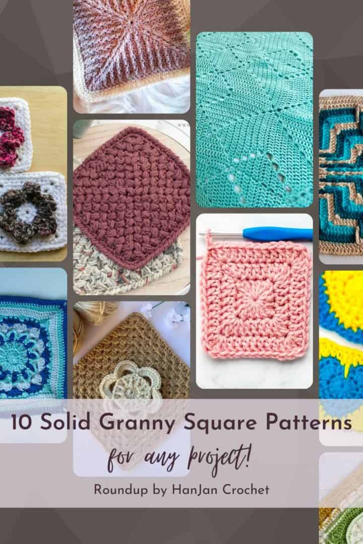 10 Solid Granny Square Patterns | HanJan Crochet