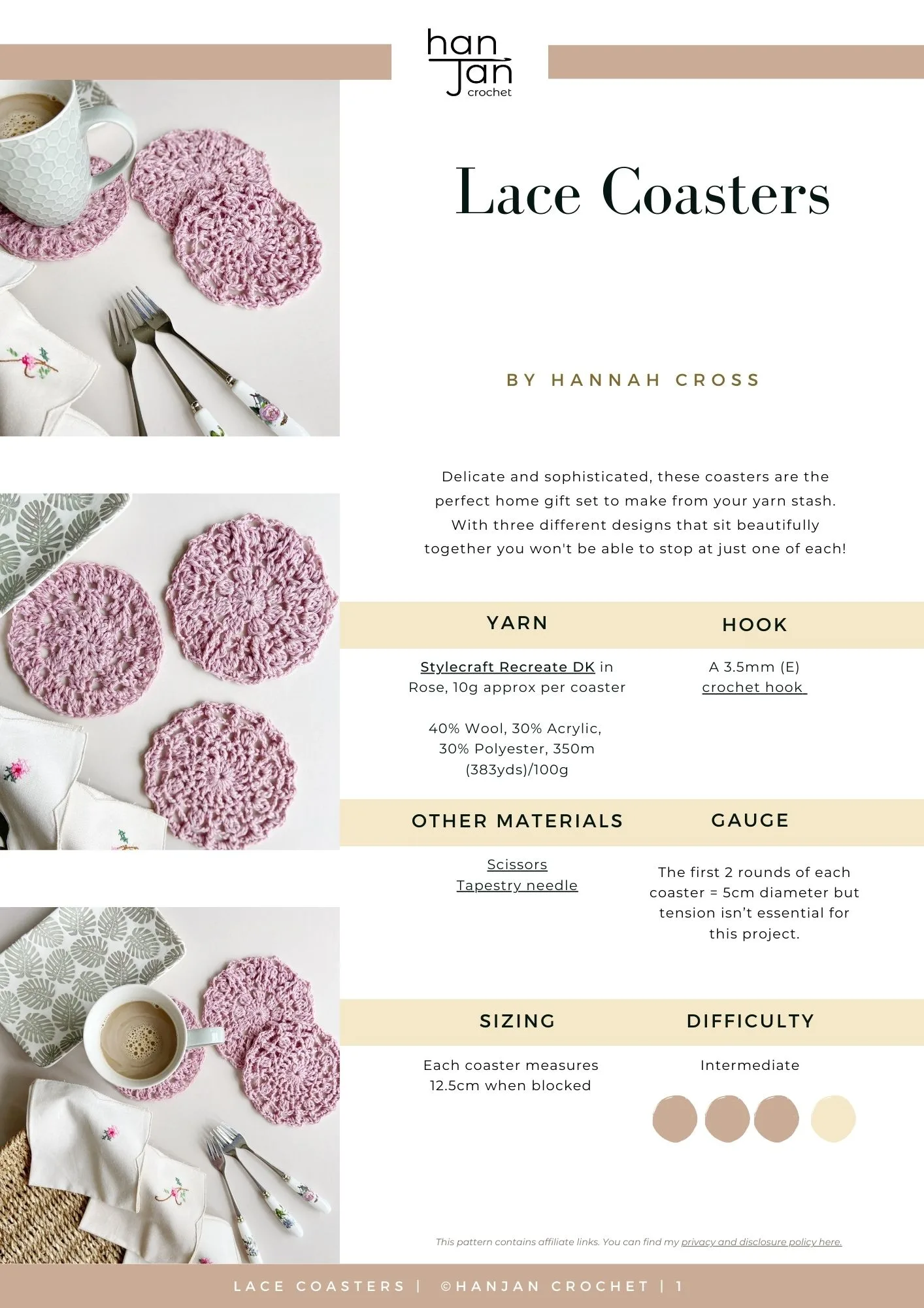 lace crochet coaster pattern