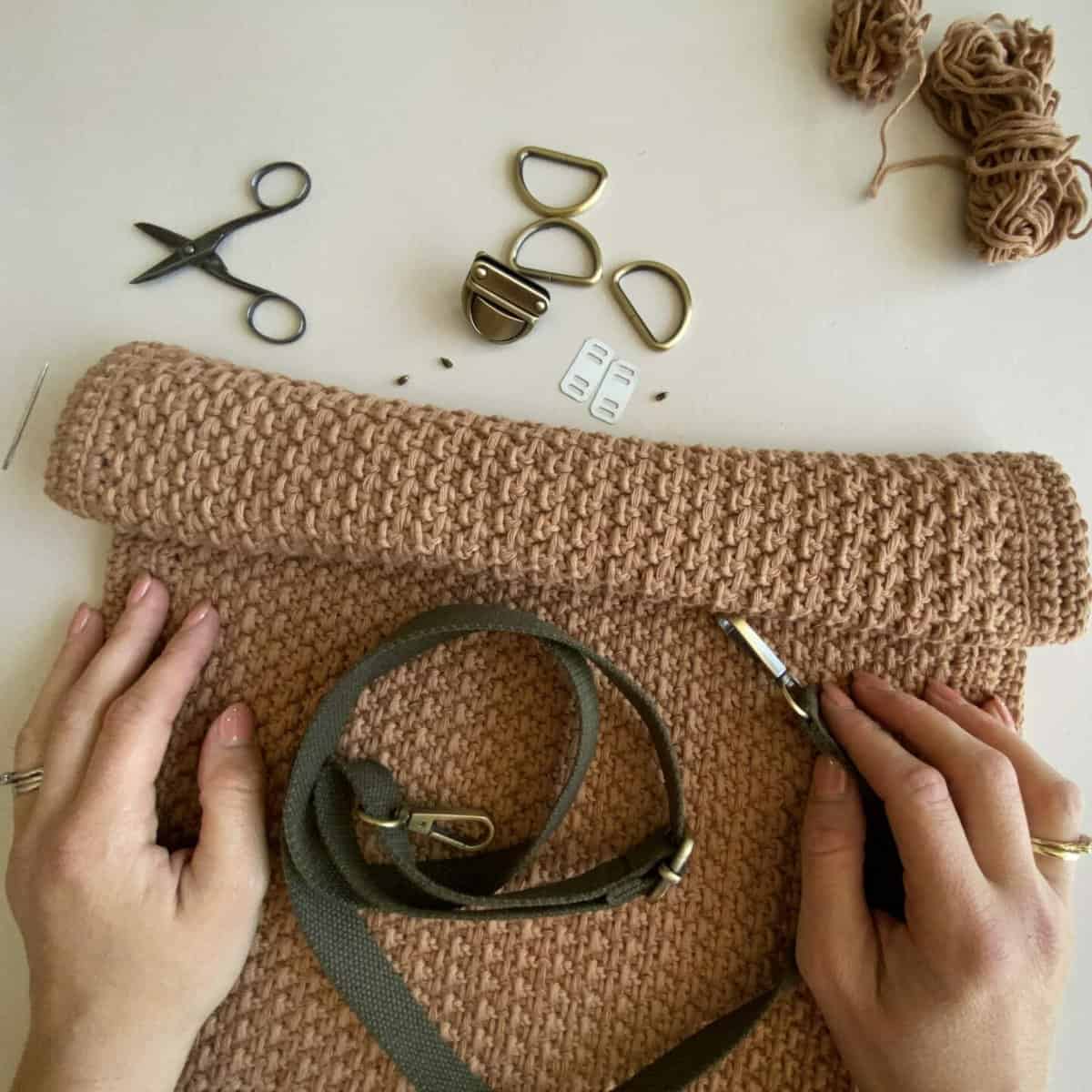 Crochet Backpack Construction image.
