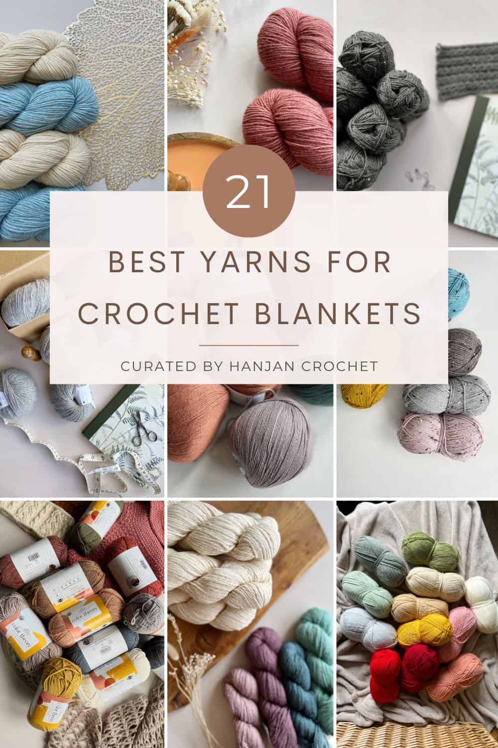 Selection of images showing best yarn for crochet blankets