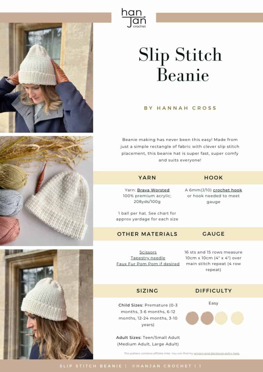 Free Crochet Beanie Pattern in all Sizes | HanJan Crochet