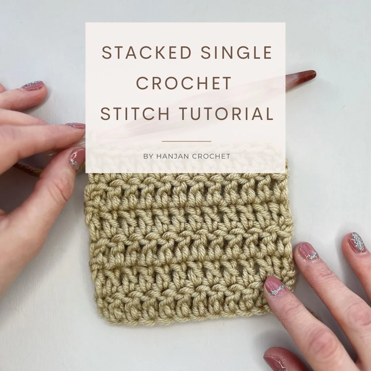Image showing how to work a stacked single crochet stitch.