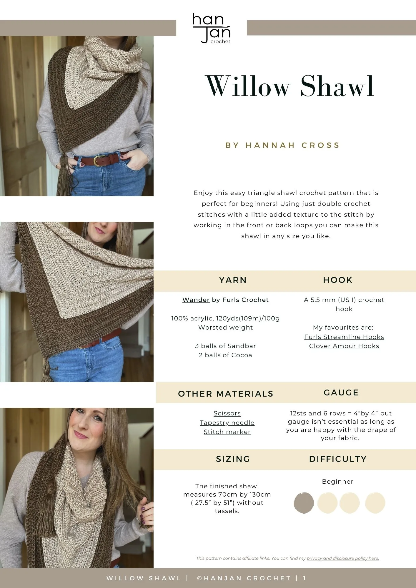 Willow Shawl PDF Crochet Pattern