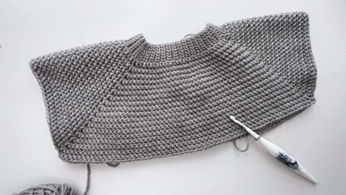 Seamless crochet raglan sweater yoke.