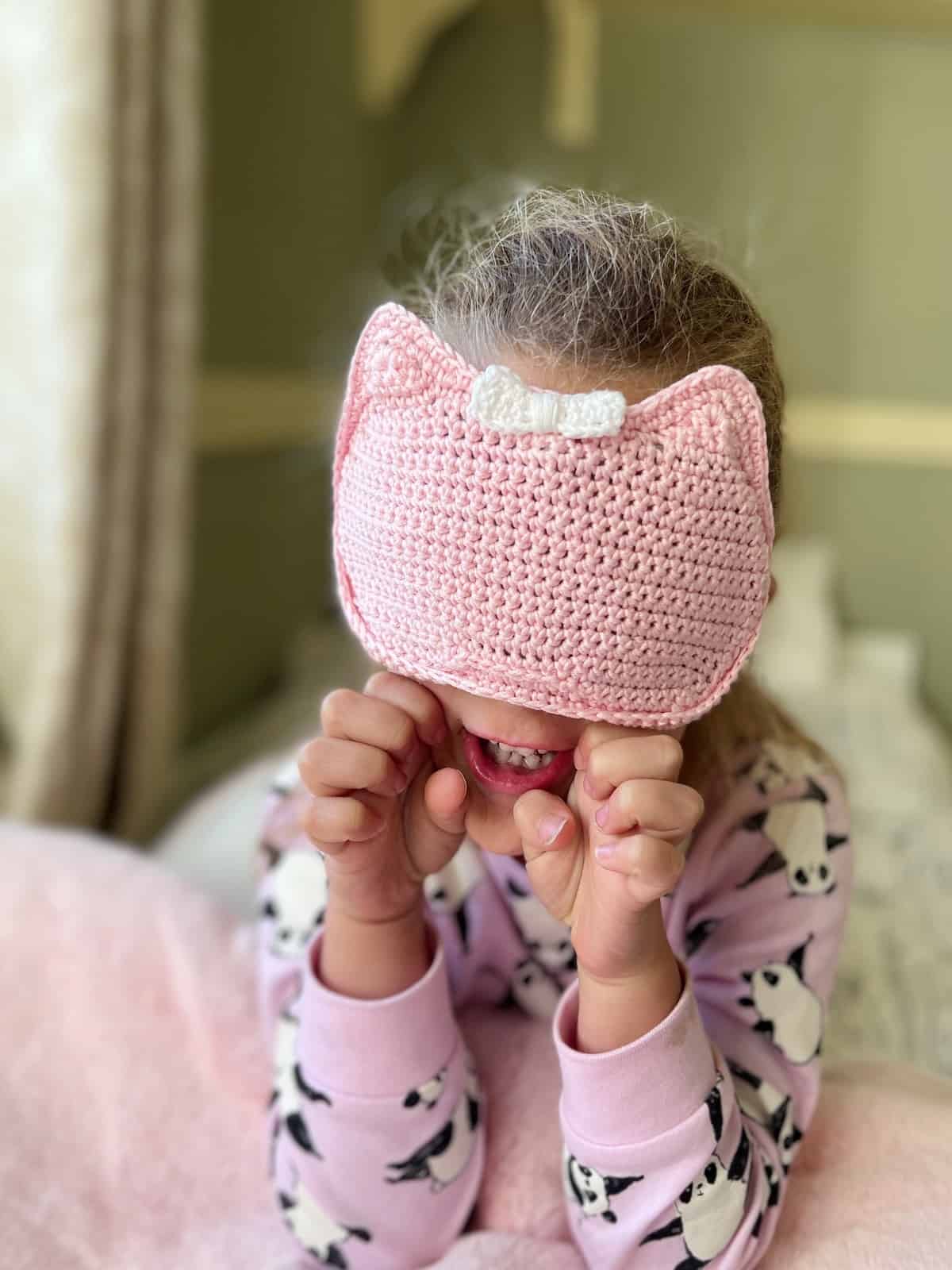 Crochet eye mask with ears