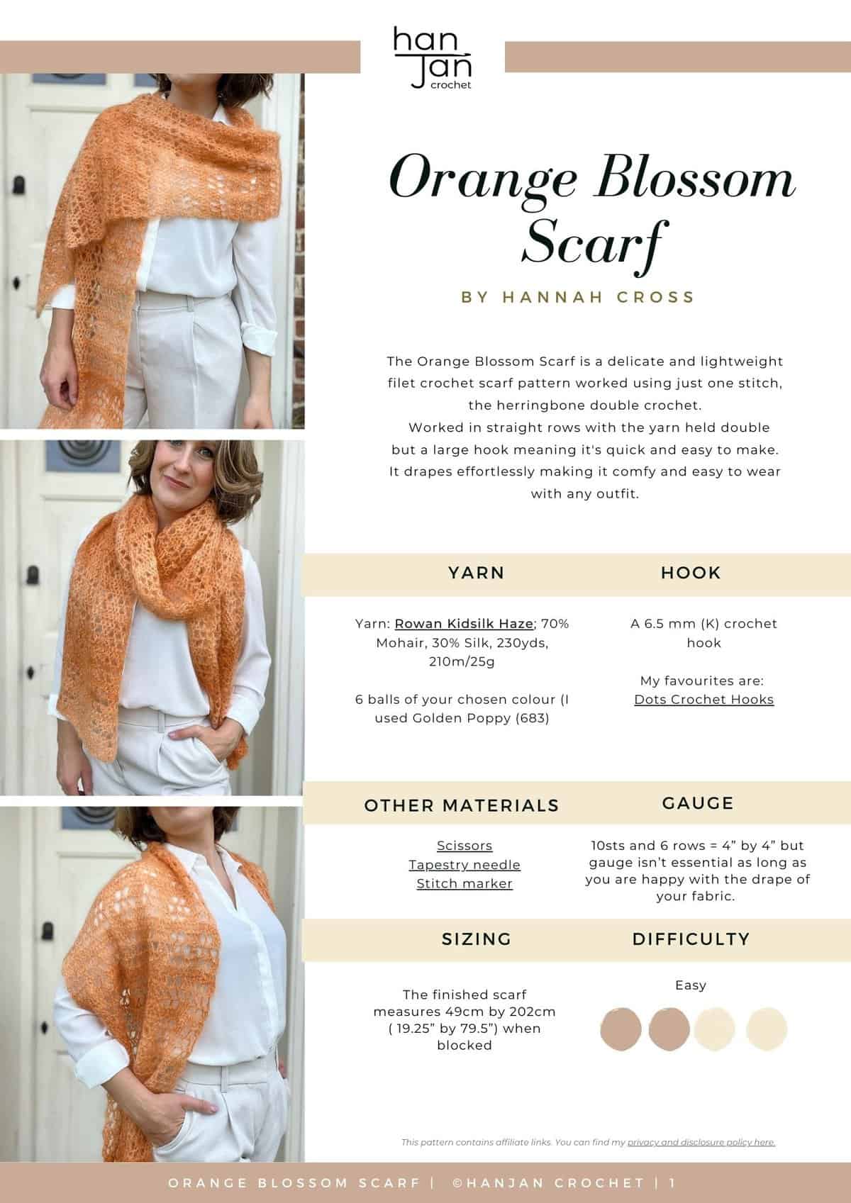 Orange Blossom Scarf PDF Crochet Pattern