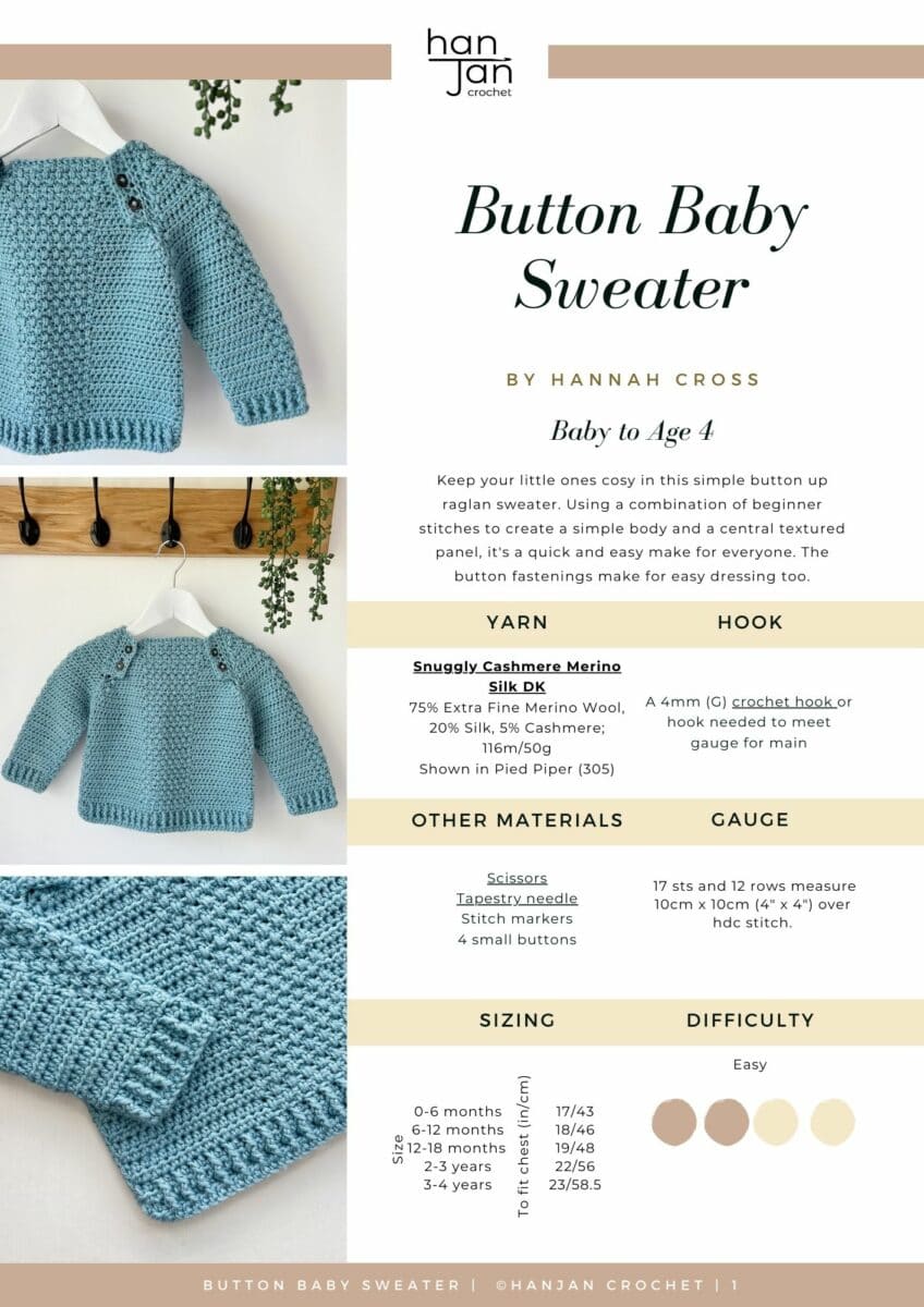 Baby Crochet Sweater Pattern with Buttons HanJan Crochet