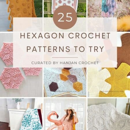 25 hexagon crochet patterns.