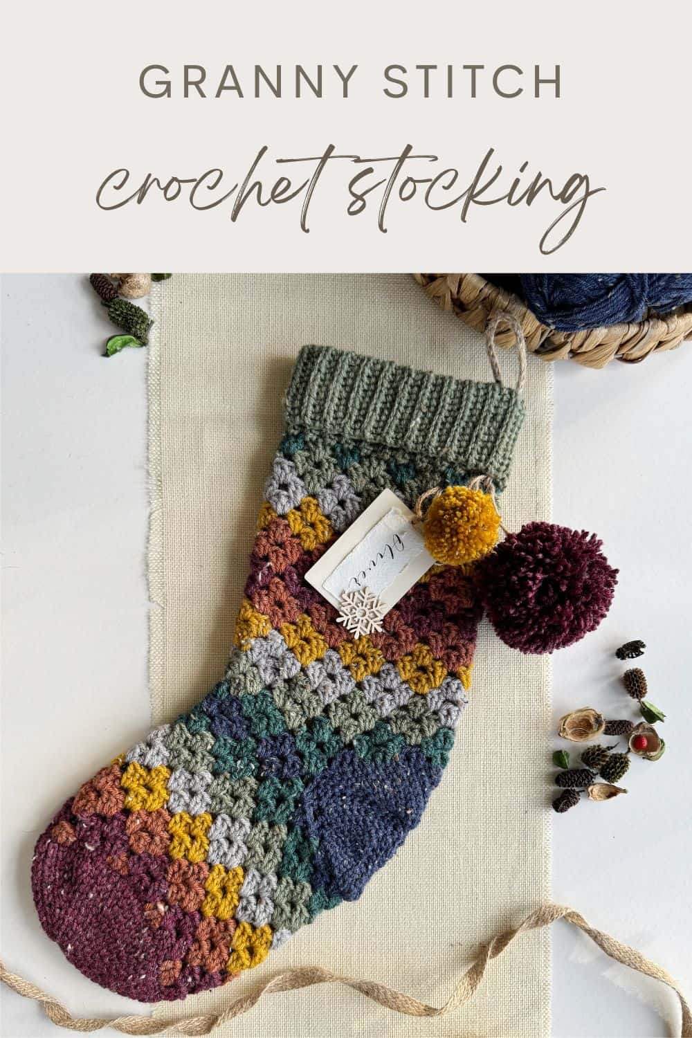 Granny stitch crochet stocking pattern.