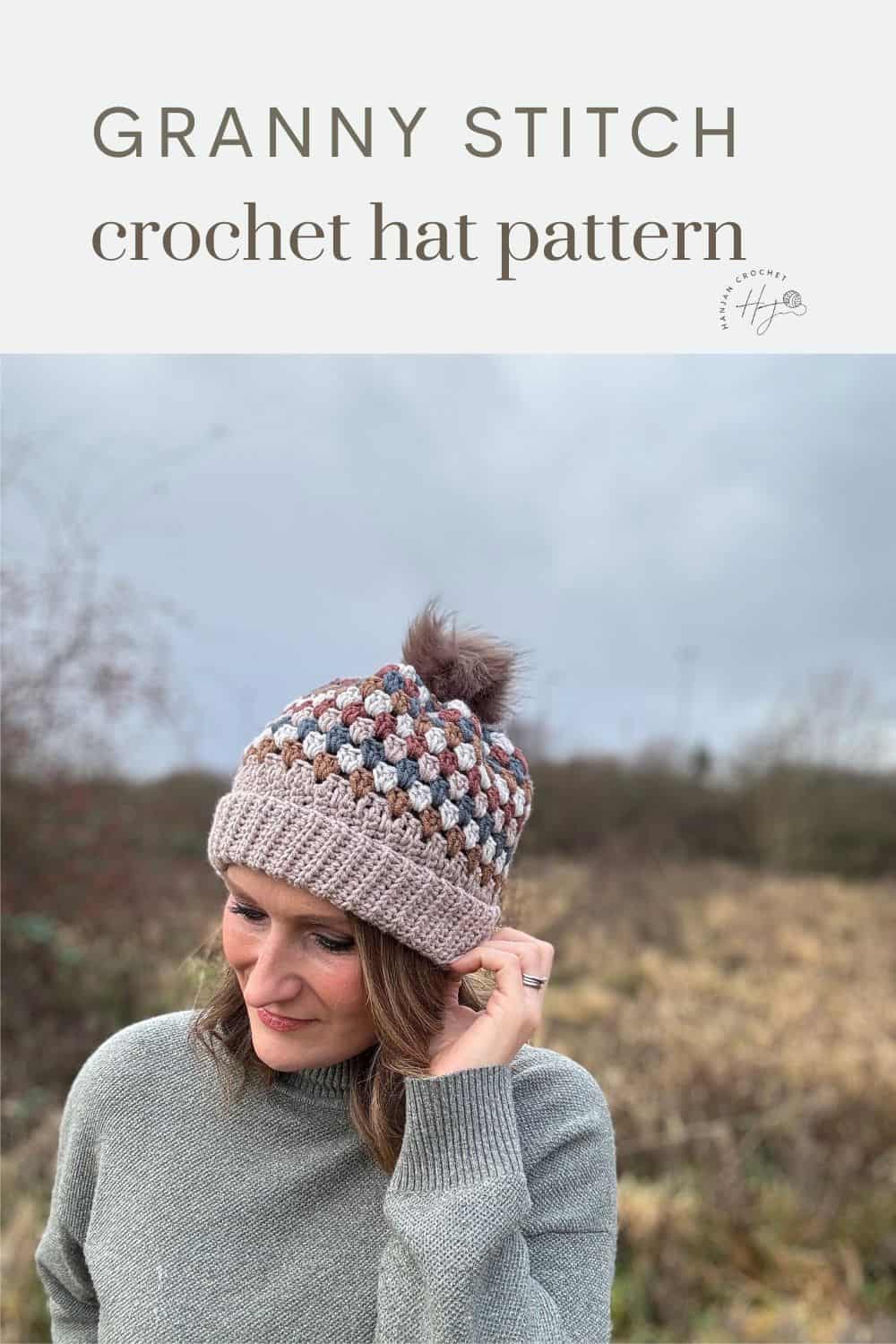 Granny stitch crochet hat pattern.