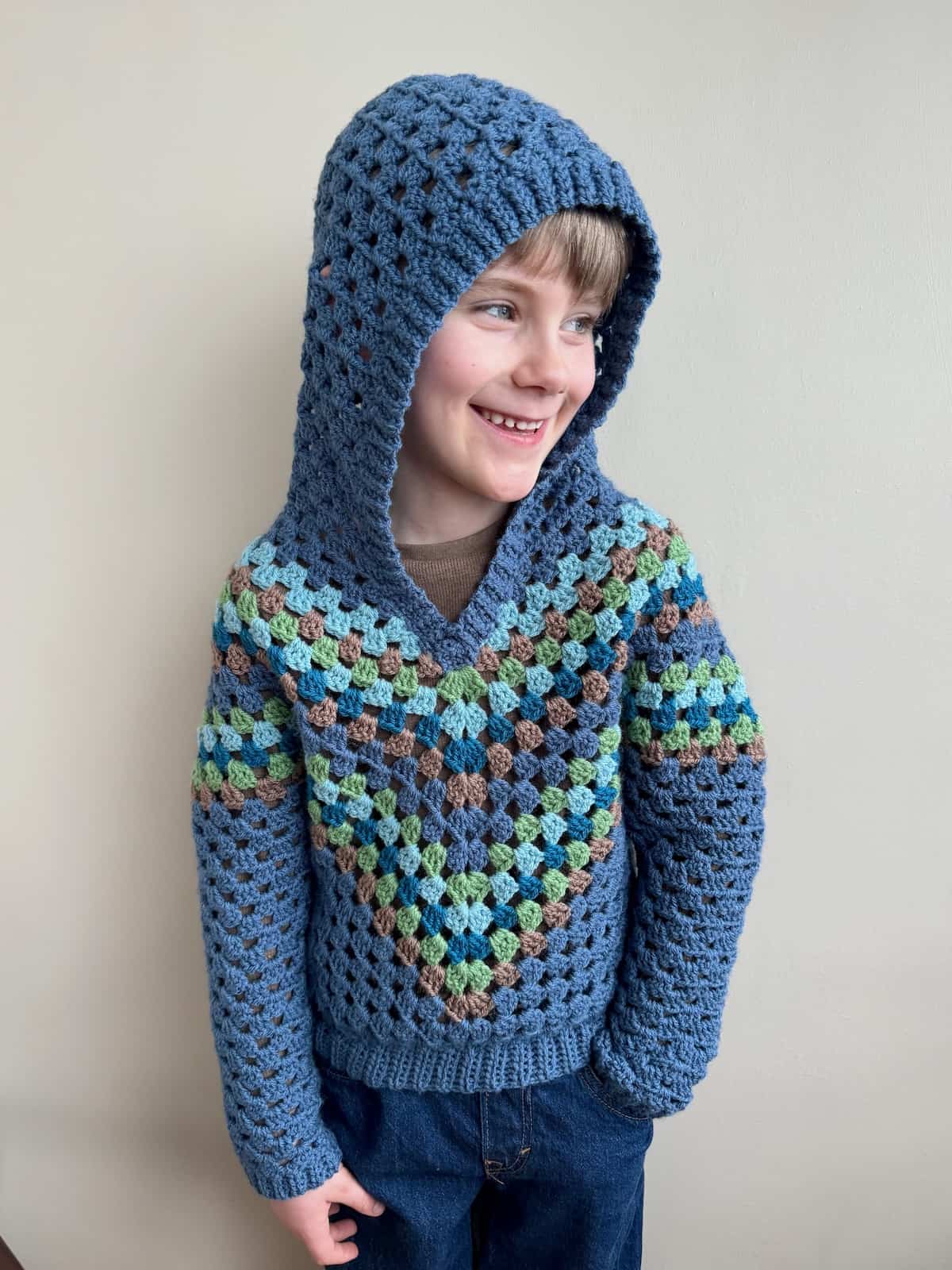 Child Crochet Hoodie Pattern using Granny Stitch | HanJan Crochet