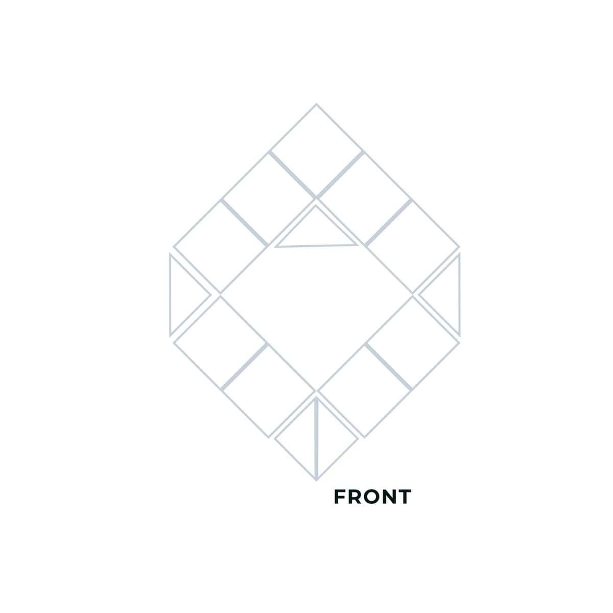 Technical drawing of Modern Granny Square Cardigan yoke.