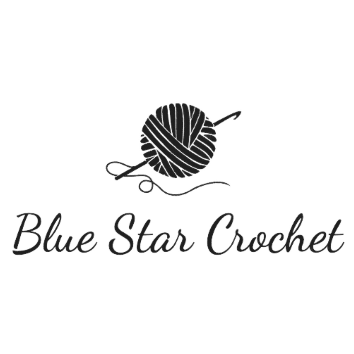 Logo of crochet garment summit featuring a blue star and a yarn ball with crochet hook and scissors.